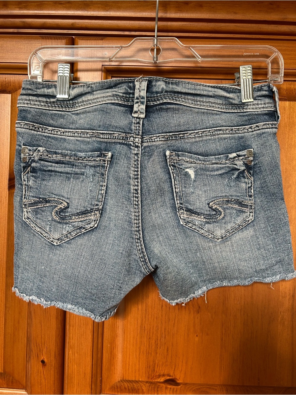 Washed Blue Silver Denim Cutoff Shorts - Women's Casual Summer Shorts
